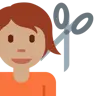 Person Getting Haircut: Medium Skin Tone Emoji 💇🏽 image - Twitter / X (Twemoji) style