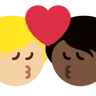 Kiss: Person, Person, Medium-Light Skin Tone, Dark Skin Tone Emoji 🧑🏼‍❤️‍💋‍🧑🏿 image - Twitter / X (Twemoji) style