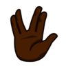 Vulcan Salute: Dark Skin Tone Emoji 🖖🏿 image - Emojidex style
