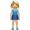 Woman Standing: Medium-Light Skin Tone Emoji 🧍🏼‍♀️ image - Apple style