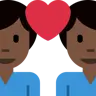 Couple With Heart: Man, Man, Dark Skin Tone Emoji 👨🏿‍❤️‍👨🏿 image - Twitter / X (Twemoji) style