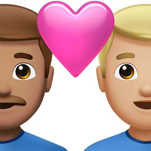Couple With Heart: Man, Man, Medium Skin Tone, Medium-Light Skin Tone