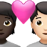 Couple With Heart: Person, Person, Dark Skin Tone, Light Skin Tone Emoji 🧑🏿‍❤️‍🧑🏻 image - Apple style