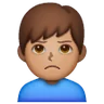 Man Pouting: Medium Skin Tone Emoji 🙎🏽‍♂️ image - Samsung style