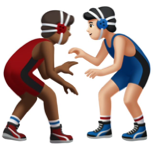 Men Wrestling: Medium-Dark Skin Tone, Light Skin Tone