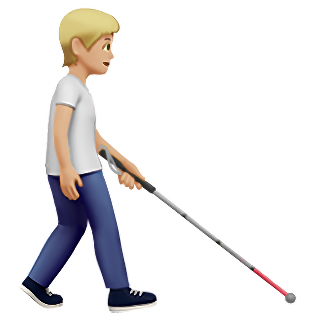 Person With White Cane Facing Right: Medium-Light Skin Tone