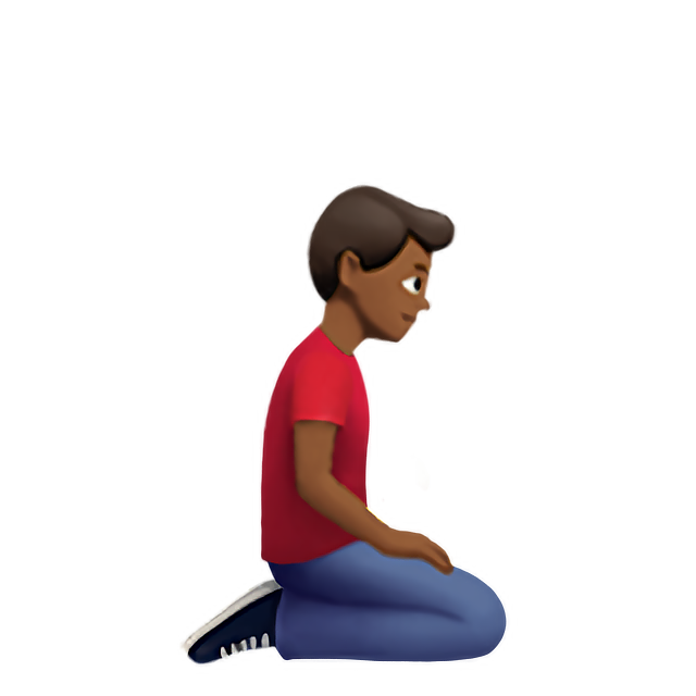 Man Kneeling Facing Right: Medium-Dark Skin Tone