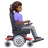 Woman In Motorized Wheelchair Facing Right: Medium-Dark Skin Tone