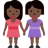 Women Holding Hands: Dark Skin Tone