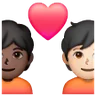 Couple With Heart: Person, Person, Dark Skin Tone, Light Skin Tone Emoji 🧑🏿‍❤️‍🧑🏻 image - Samsung style