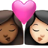Kiss: Woman, Woman, Medium-Dark Skin Tone, Light Skin Tone Emoji 👩🏾‍❤️‍💋‍👩🏻 image - Apple style