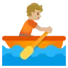 Person Rowing Boat: Medium-Light Skin Tone Emoji 🚣🏼 image - Google Noto Color style