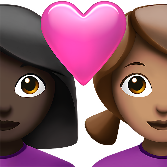 Couple With Heart: Woman, Woman, Dark Skin Tone, Medium Skin Tone