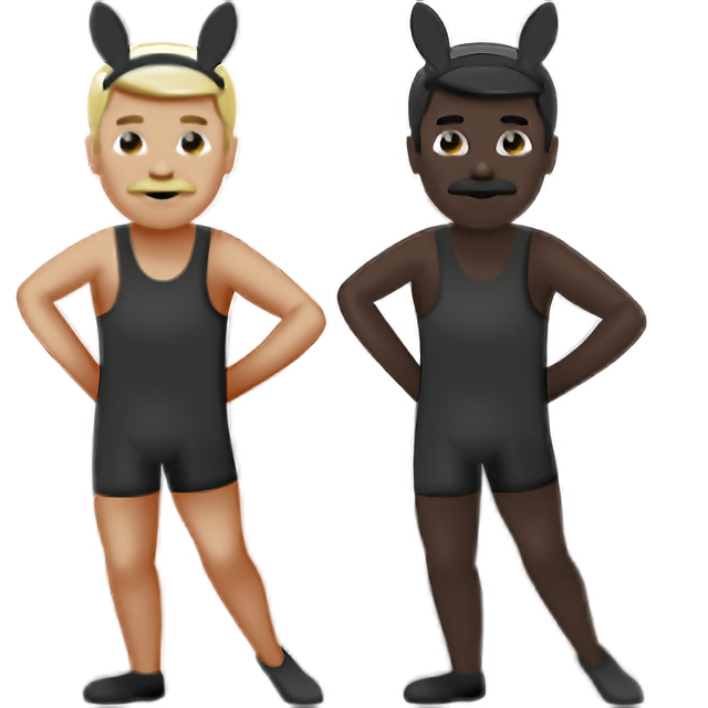 Men With Bunny Ears: Medium-Light Skin Tone, Dark Skin Tone