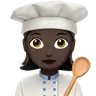 Woman Cook: Dark Skin Tone Emoji 👩🏿‍🍳 image - Apple style