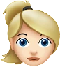 Woman: Light Skin Tone, Blond Hair Emoji 👱🏻‍♀️ image - Apple style