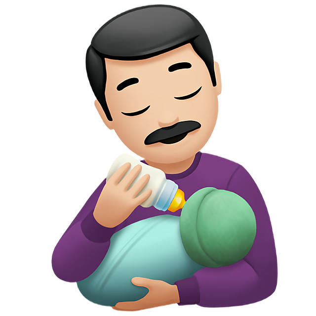 Man Feeding Baby: Light Skin Tone