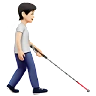 Person With White Cane Facing Right: Light Skin Tone Emoji 🧑🏻‍🦯‍➡️ image - Apple style