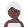 Woman In Steamy Room: Dark Skin Tone Emoji 🧖🏿‍♀️ image - Tossface style