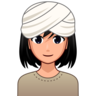 Woman Wearing Turban: Medium-Light Skin Tone Emoji 👳🏼‍♀️ image - Emojidex style
