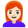 Woman: Light Skin Tone, Red Hair Emoji 👩🏻‍🦰 image - Google Noto Color style