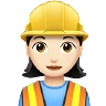 Woman Construction Worker: Light Skin Tone Emoji 👷🏻‍♀️ image - Apple style