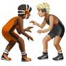People Wrestling: Medium-Dark Skin Tone, Medium-Light Skin Tone Emoji 🧑🏾‍🫯‍🧑🏼 image - Apple style
