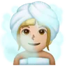 Woman In Steamy Room: Medium-Light Skin Tone Emoji 🧖🏼‍♀️ image - Samsung style