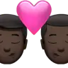 Kiss: Man, Man, Dark Skin Tone Emoji 👨🏿‍❤️‍💋‍👨🏿 image - Apple style