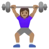 Woman Lifting Weights: Medium Skin Tone Emoji 🏋🏽‍♀️ image - Google Noto Color style