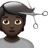 Person Getting Haircut: Dark Skin Tone Emoji 💇🏿 image - Apple style