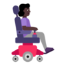 Woman In Motorized Wheelchair Facing Right: Dark Skin Tone Emoji 👩🏿‍🦼‍➡️ image - Microsoft Classic 2D style