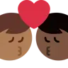 Kiss: Man, Man, Medium-Dark Skin Tone, Dark Skin Tone Emoji 👨🏾‍❤️‍💋‍👨🏿 image - Twitter / X (Twemoji) style