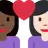 Couple With Heart: Woman, Woman, Dark Skin Tone, Light Skin Tone
