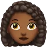Woman: Medium-Dark Skin Tone, Curly Hair Emoji 👩🏾‍🦱 image - Apple style