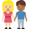 Woman And Man Holding Hands: Medium-Light Skin Tone, Medium-Dark Skin Tone Emoji 👩🏼‍🤝‍👨🏾 image - Twitter / X (Twemoji) style