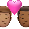 Kiss: Man, Man, Medium Skin Tone, Medium-Dark Skin Tone Emoji 👨🏽‍❤️‍💋‍👨🏾 image - Apple style