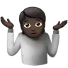 Person Shrugging: Dark Skin Tone Emoji 🤷🏿 image - Apple style