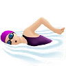 Woman Swimming: Light Skin Tone Emoji 🏊🏻‍♀️ image - Apple style
