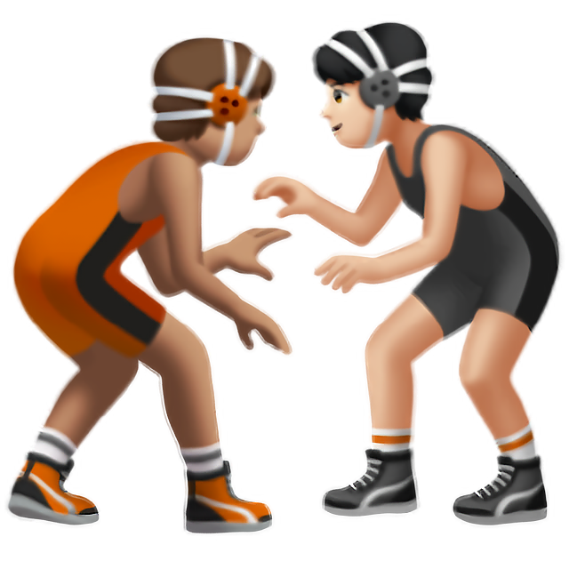 People Wrestling: Medium Skin Tone, Light Skin Tone