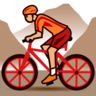 Person Mountain Biking: Medium-Light Skin Tone Emoji 🚵🏼 image - Emojidex style