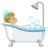 Person Taking Bath: Medium-Light Skin Tone