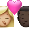 Kiss: Woman, Man, Medium-Light Skin Tone, Dark Skin Tone Emoji 👩🏼‍❤️‍💋‍👨🏿 image - Apple style