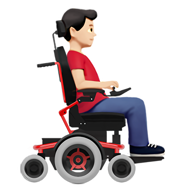 Man In Motorized Wheelchair Facing Right: Light Skin Tone