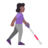 Woman With White Cane Facing Right: Medium-Dark Skin Tone