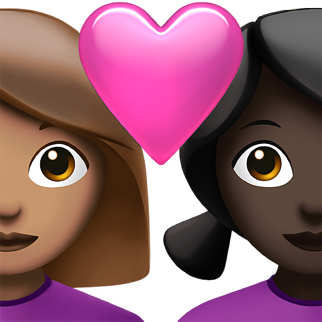 Couple With Heart: Woman, Woman, Medium Skin Tone, Dark Skin Tone