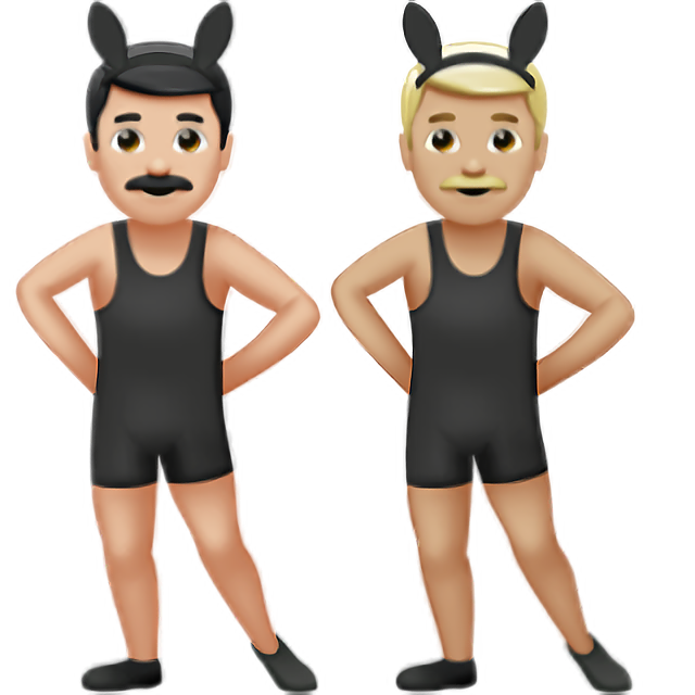 Men With Bunny Ears: Light Skin Tone, Medium-Light Skin Tone