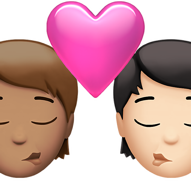 Kiss: Person, Person, Medium Skin Tone, Light Skin Tone