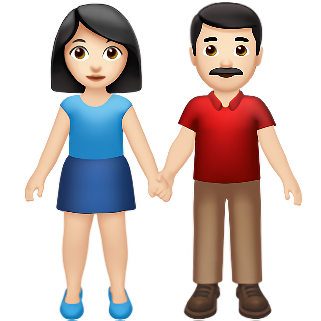 Woman And Man Holding Hands: Dark Skin Tone, Light Skin Tone