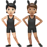 People With Bunny Ears: Light Skin Tone, Medium Skin Tone Emoji 🧑🏻‍🐰‍🧑🏽 image - Apple style